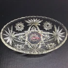 Vintage Starburst Pressed Glass Small Oval Serving Dish 9” L X 5 3/4” W X 2” NEW