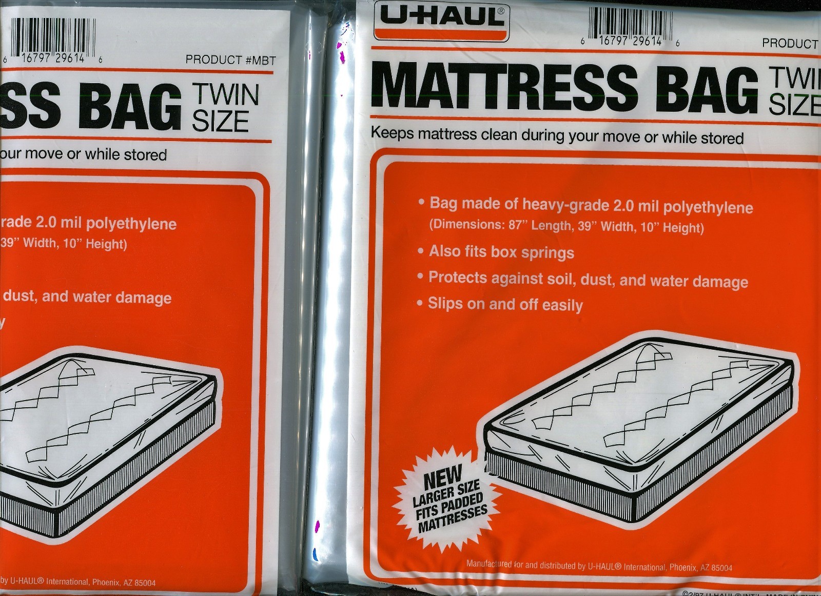 UHAUL Mattress Bag TWIN SIZE 87''L 39'' W 10 H Plastic Dust Bug Waterproof eBay