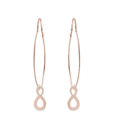 Love fity Dangle Ear Stick Thread Slide Earrgs 14K Rose Gold Plated Sterlg