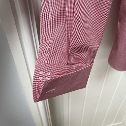 Charles Tyrwhitt Shirt Men's Neck 17" Red Check Non Iron Slim Fit Double Cuff - Picture 7 of 13
