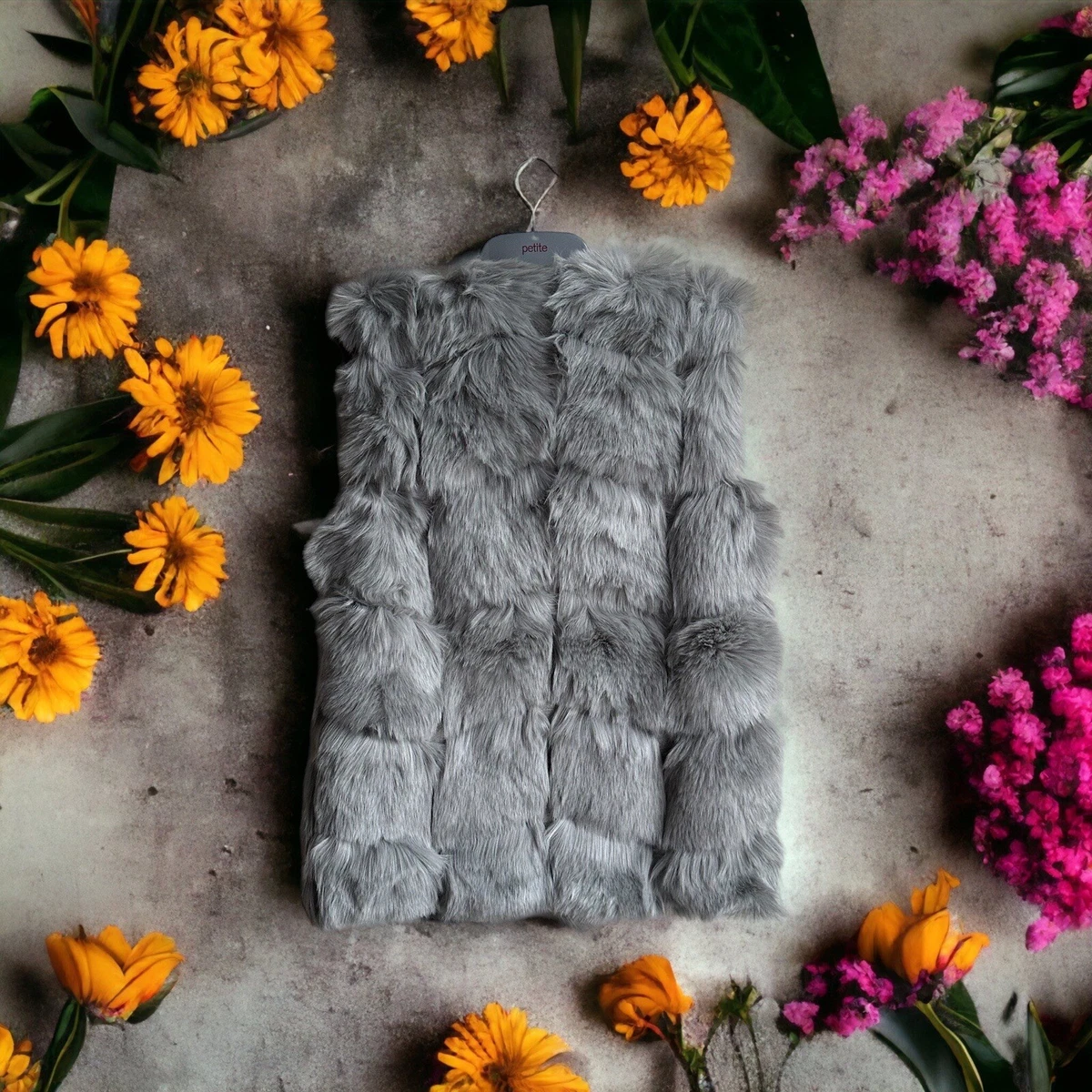 Grey faux fur bubble coat discount