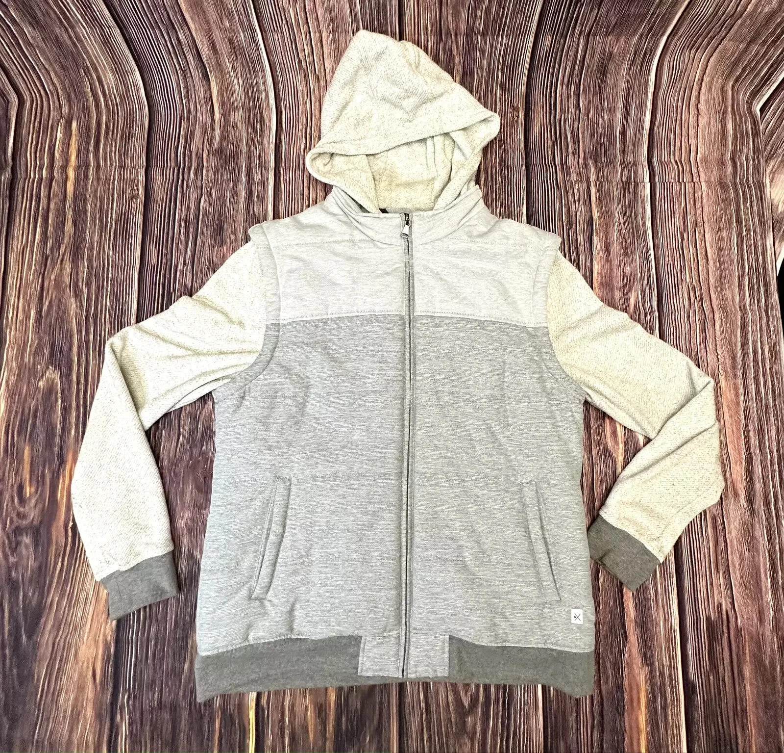 Gray Puffer Vest Jacket W Attached Grey Sweatshirt Hoodie By Depart West L