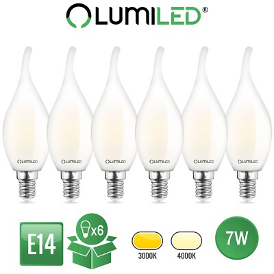 LUMILED 6x E14 LED Lampen 7W warmweiß neutralweiß Ba35 Kerze Filament Windstoß