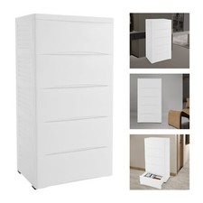 Dresser For Bedroom With 5 Deep Storage Drawers White