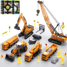 24 Piece Construction Vehicle Toy Playset, for Kids  Toddlers