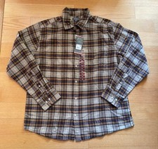 Eddie Bauer Men's Button Down Long Sleeve L Bristol Flannel Brown Plaid XL NWT