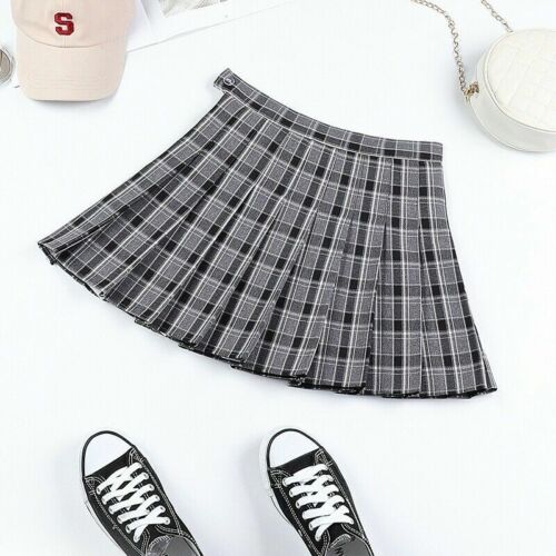 Girls Plaid Skirt High Waist Pleated A-Line Student Mini Skirt Fashion Cute  Chic | eBay