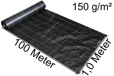EXCOLO 10m² Schweres Bodengewebe Bändchengewebe Unkrautfolie Unkrautvlies Unkraut Schutz Gewebe 150g/m² (1000, 100