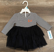 CARTER'S NEW 2 Piece Halloween Tutu Dress Black White Striped Girl's Sz 6M BOO