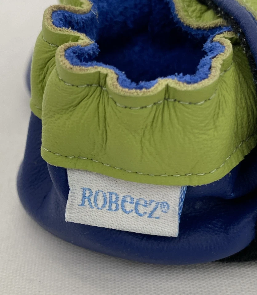 ZAPATOS DE BEBÉ ROBEEZ AZULES 0-6 Mos salamandra lagarto muy lindos ¡nuevo en caja! Foto 4 de 4