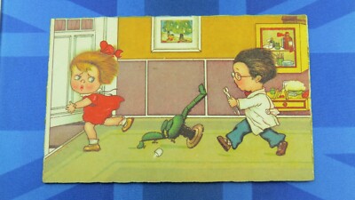 Niederlande Comic Postkarte 1931 Zahnarzt Zange Kieferorthopäde Stuhl (OHNE BESCHRIFTUNG)