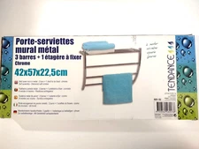 Tendance Wall Mounted Chrome Towel Rack Shelf 9859-102 Euro Style Hotel 22x16x9"