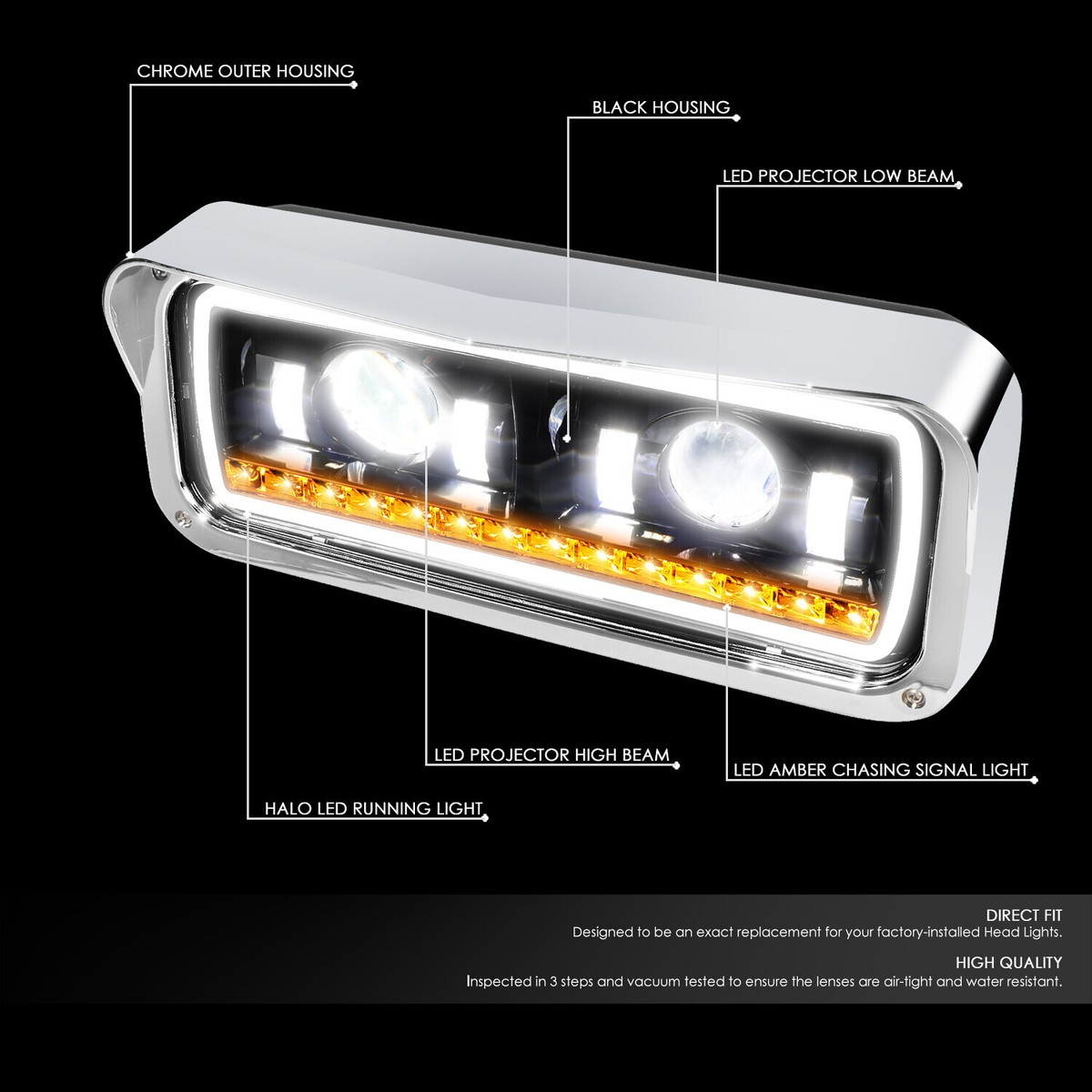 For 1981-2019 Kenworth W900 Western Star 4800 LED DRL Projector