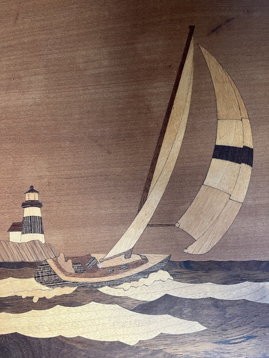 Framed Hudson Rive Inlay Wood Marquetry By Jeff Nelson 