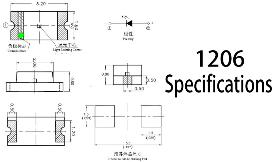 1206 Red Yellow Blue Green White Orange Warm SMD Led Pre-wired For Model 30CM 3V - Image 2 of 2