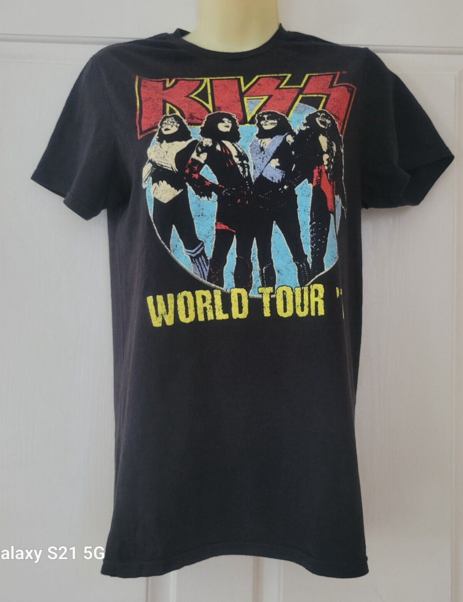 KISS World Tour 77 T-Shirt Unisex Black Size Small | eBay