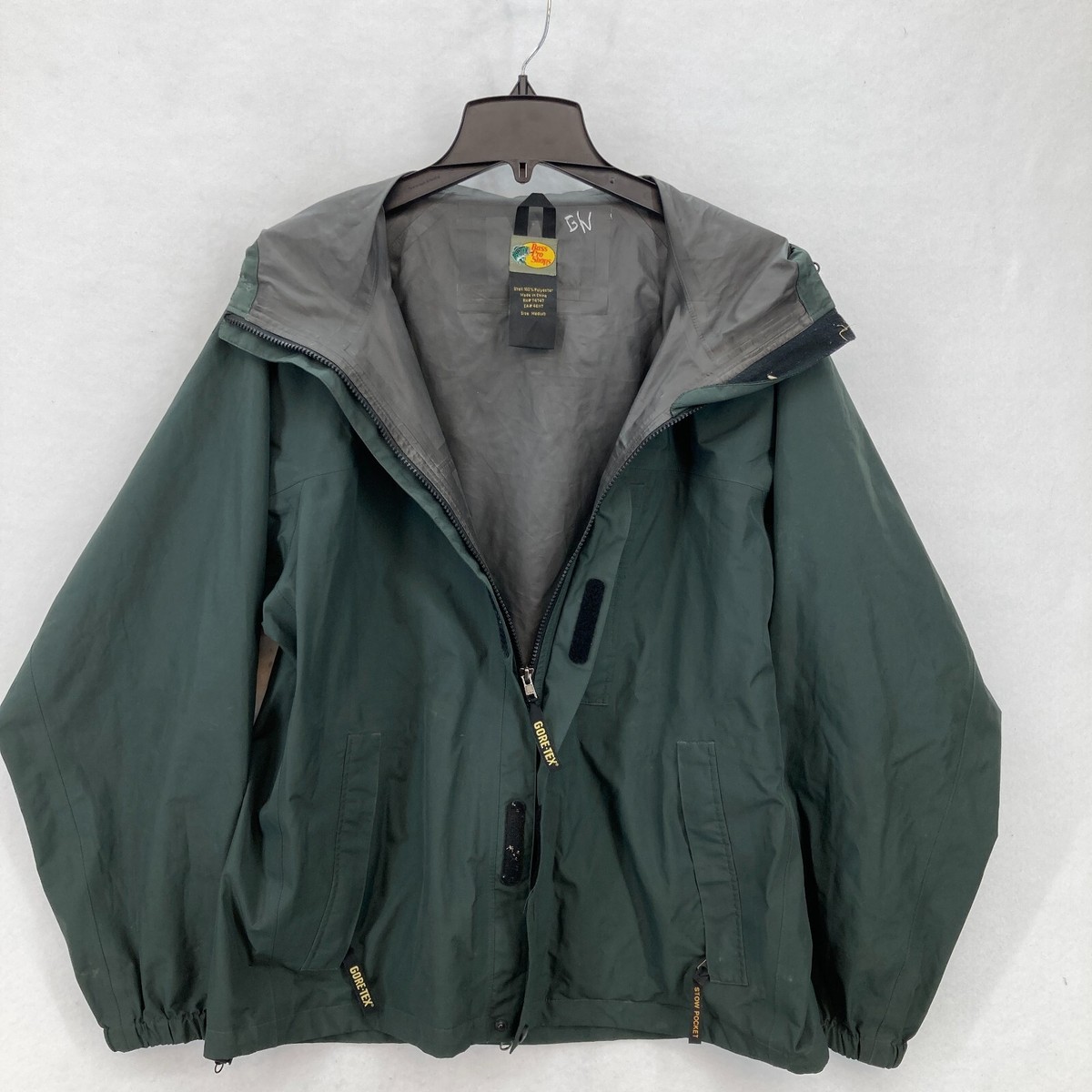 Bass Pro Shops Gore Tex Jacket Mens Medium Green Water