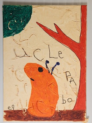 e9Art ACEO creature under tree outsider art brut naive
