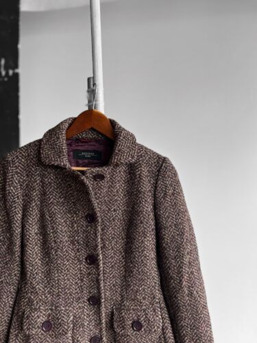 Weekend Max Mara Womens Premium Tweed Wool Rich Blend Collared Short Coat Jacket - Picture 2 of 7