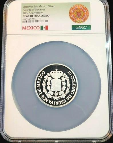 2016 MEXICO SILVER 2 ONZA COLLEGE OF NOTARIES ANNIVERSARY NGC PF 69 ULTRA CAMEO