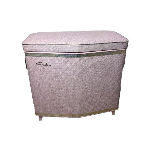 Vintage Counselor Pink MCM Gold Trim Laundry Hamper '50s '60s