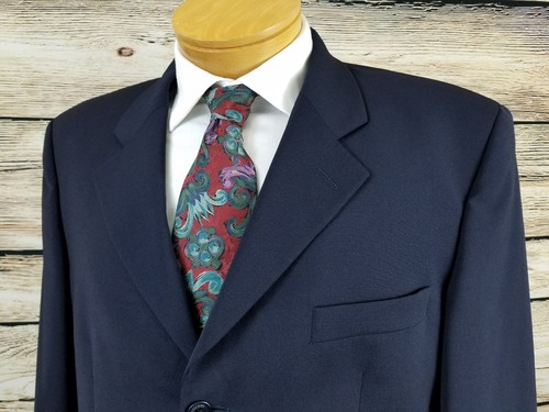 Blazer Moschino Para Hombre Lana Azul Tres Botones EE. UU. Talla 42R Italiano Talla 52 - Imagen 3 de 12
