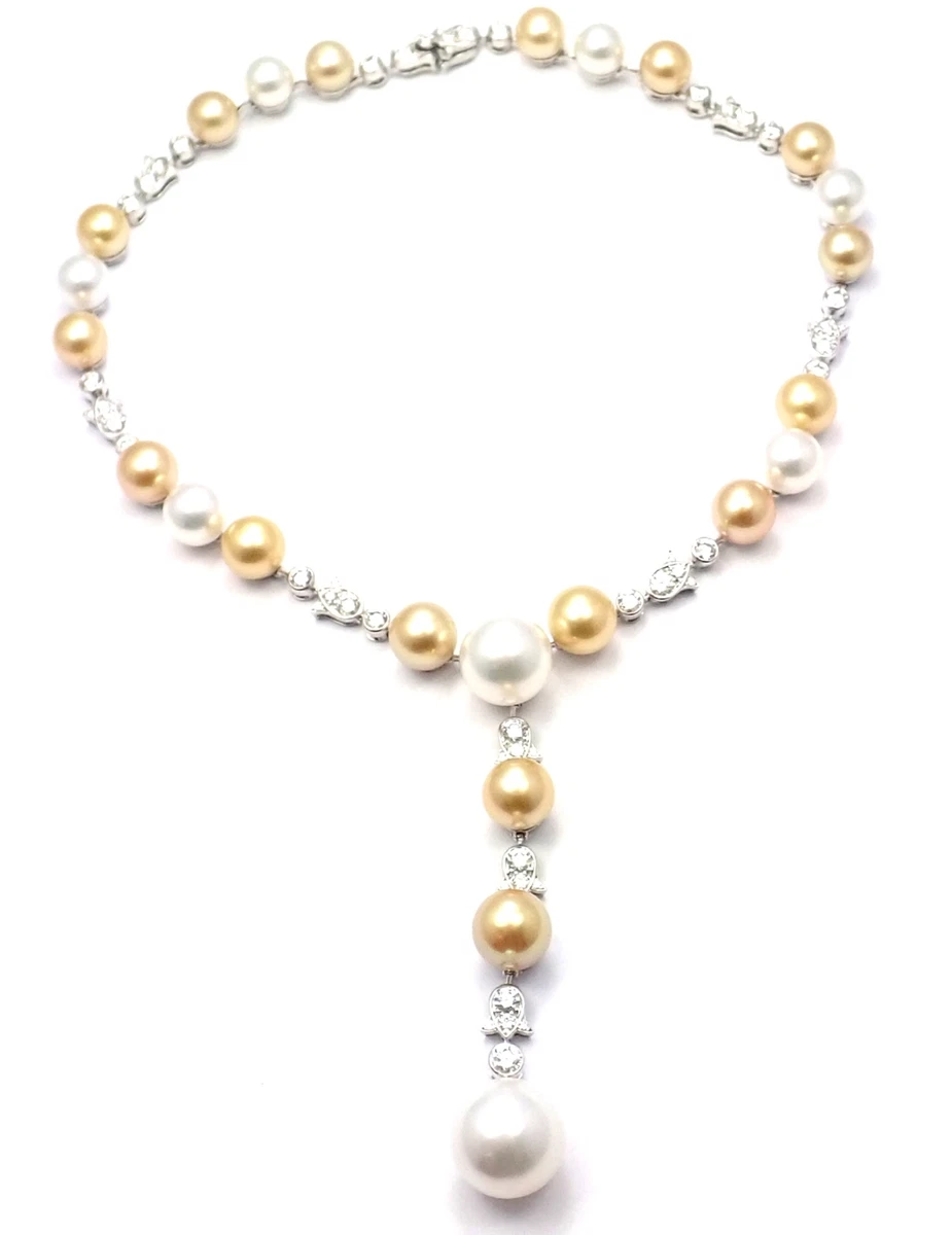 Authentic Cartier Calin Platinum Diamond Tahitian South Sea Pearl Necklace