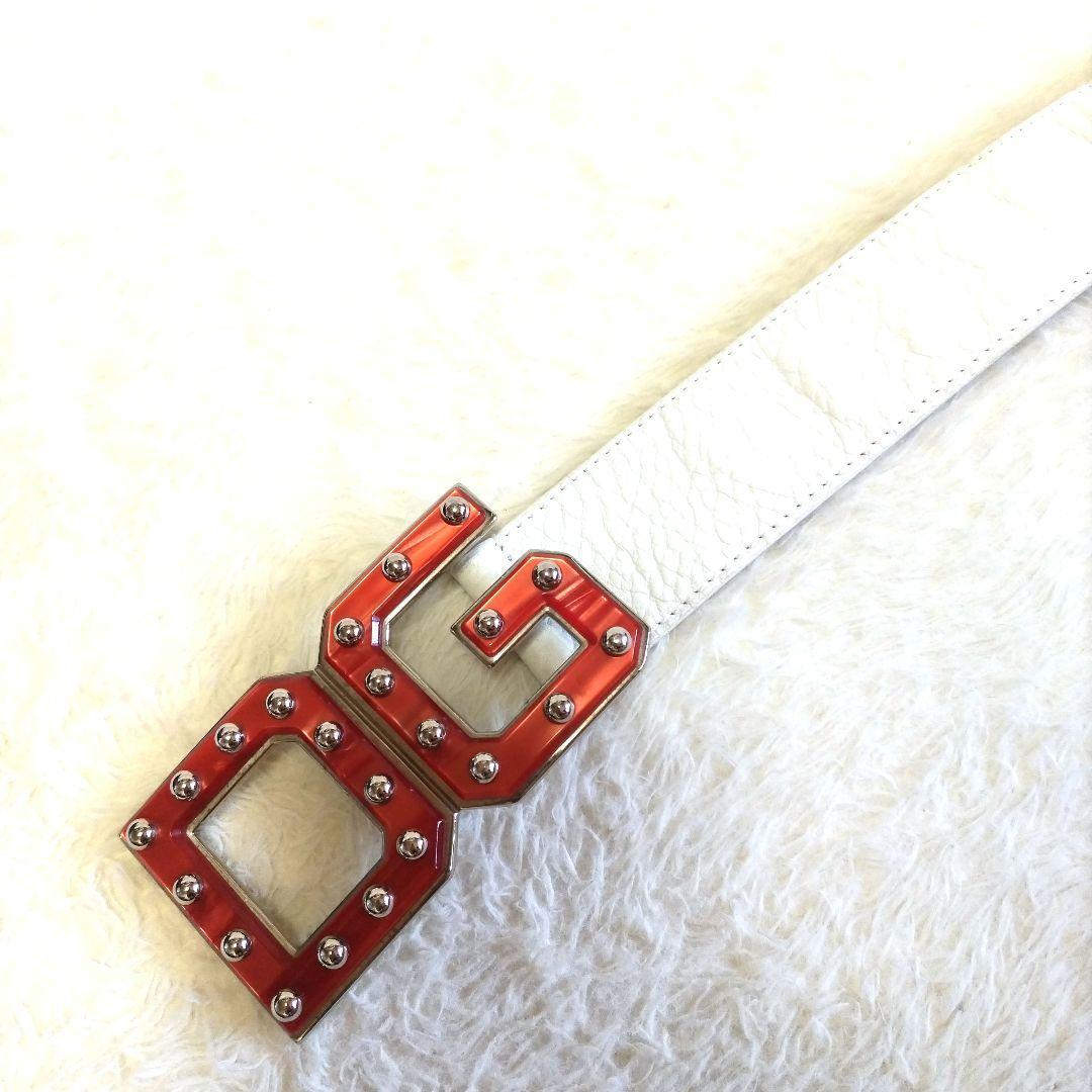 【DOLCE & GABBANA】赤 エナメル ベルト80cm　幅4cm　316 Polished calfskin belt with DG logo in Red for Women