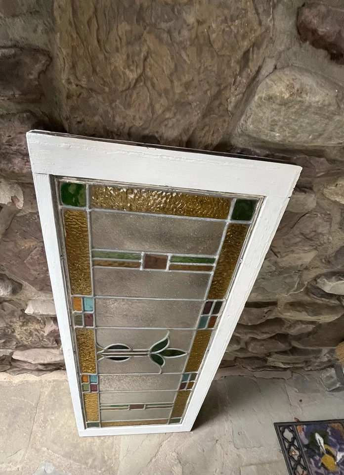 ANTIQUE STAINED GLASS WINDOW, COAL REGION PA, 1920s VG CONDITION - Image 3 of 4