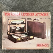 Heritage Top Grain Leather Briefcase Combo Lock Brown Vintage Antique new cond