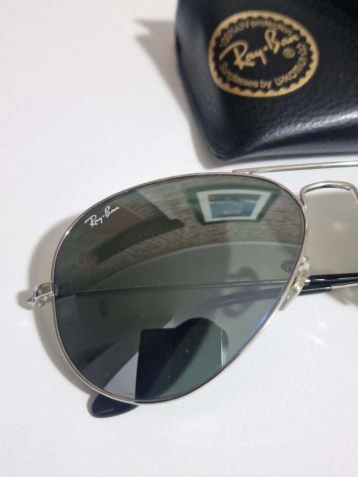 Ray-Ban Aviator Large Metal Occhiali da Sole- 58mm, Argento, Lenti Specchiate - Immagine 3 di 4