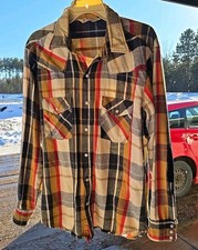 Vintage Dakota By Five Brother Pearl Snap Western Thick Flannel Shirt L Plaid