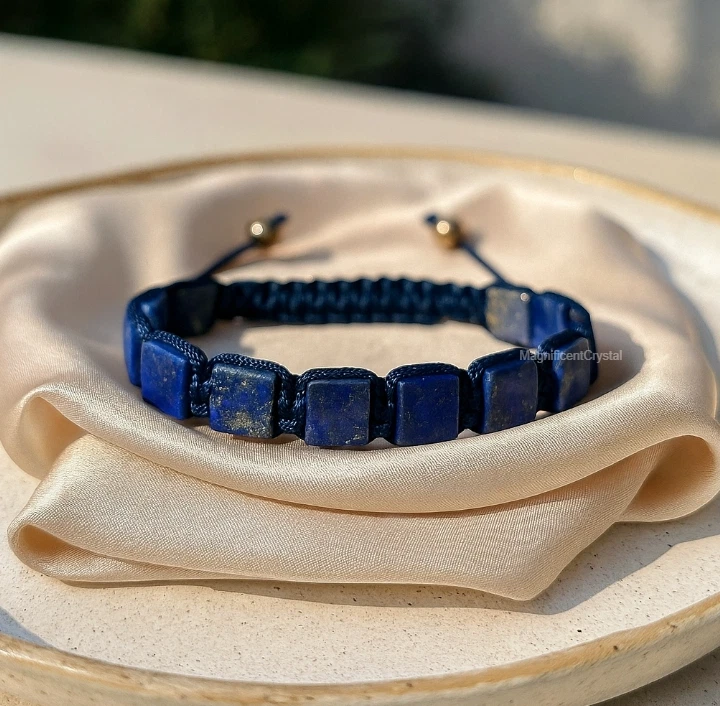 2шт лазурит квадратные бусины браслет синий камень мужчин ювелирных изделий энергии подарок - Изображение 4 из 4