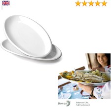 14-inch White Porcelain Oval Serving Platter Set of 2 – Elegant, Durable, Ove...