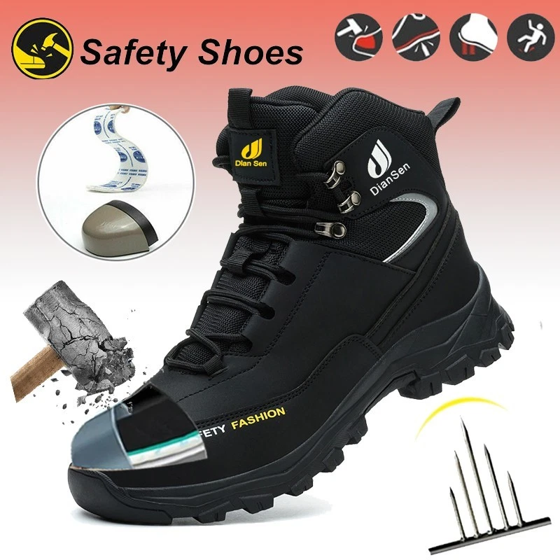 Steel Toe Safety Shoes Men Anti-Puncture Non Slip Work Boots Protective Shoes