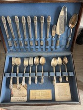 1847 Rogers Bros Silverplate Flatware Set in Original Wooden Chest (Mixed Patterns) — listing 4