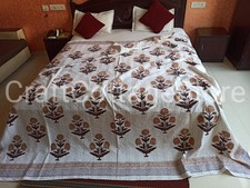 Fine Quality Quilt Floral Vintage Indian Cotton Throw Boho Bedspread Queen Size