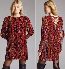 Anthropologie Velour Floral Tunic Dress 0