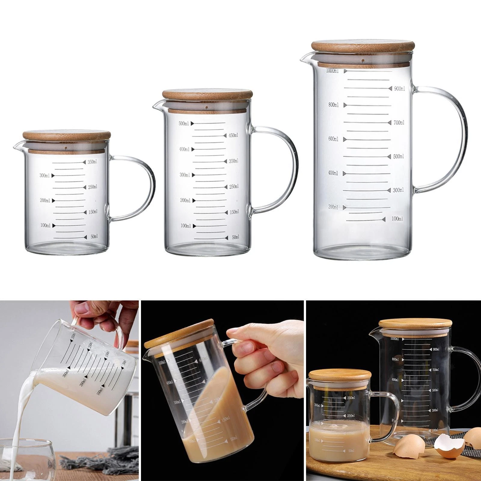 Measuring Jugs Borosilicate Glass Heat Resistant for Hot/Cold Drinks