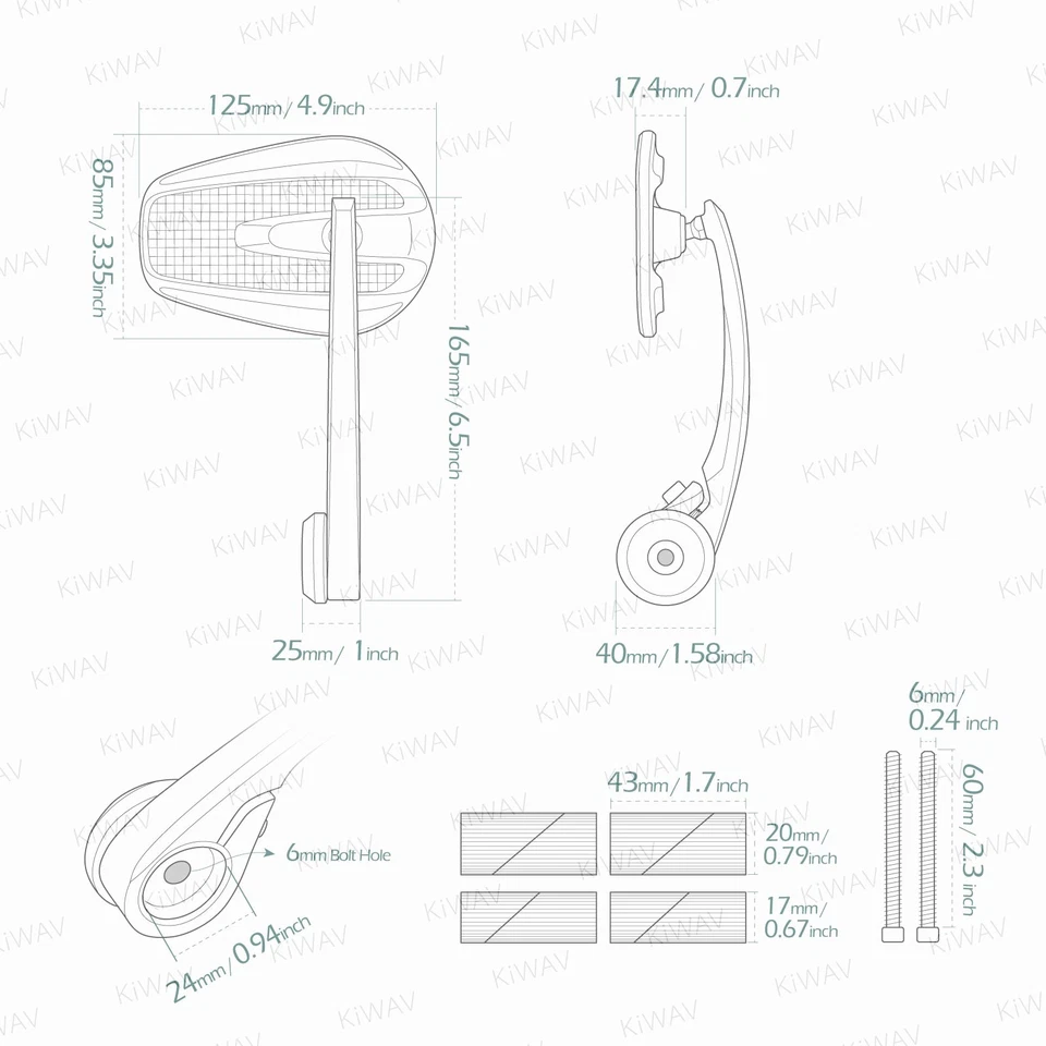 Bar end mirrors black real carbon heavy weight 1" hollow bar end fits Triumph — 第 2/4 张图片
