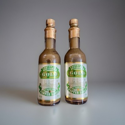 2X Louisiana Gold with Tabasco Green Pepper Sauce w Jalapenos 2oz Bottles 1/2027