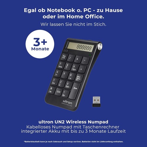 Ultron 364181 UN2 Ziffernblock, 2,4 GHz Taschenrechner USB Ziffern-Block Kabello - Bild 2 von 6