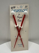 VINTAGE NEW 1970's Tip Top Hair Chignon Charm ChopSticks Red/White