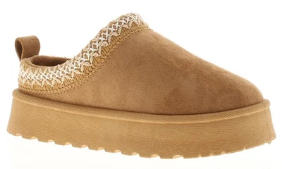 Miss Riot Girls Mules Chunky Soles Squawk Slip On tan UK Size