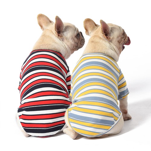 Dog Shirts Cotton Striped T-Shirt, Summer Pet Clothes for Small Dogs, 2-Pack ... - Picture 2 of 6