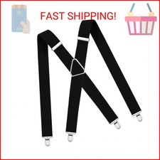 WOXVM Mens Suspenders Adjustable Braces with 4 Strong Metal Clips Elastic X Back