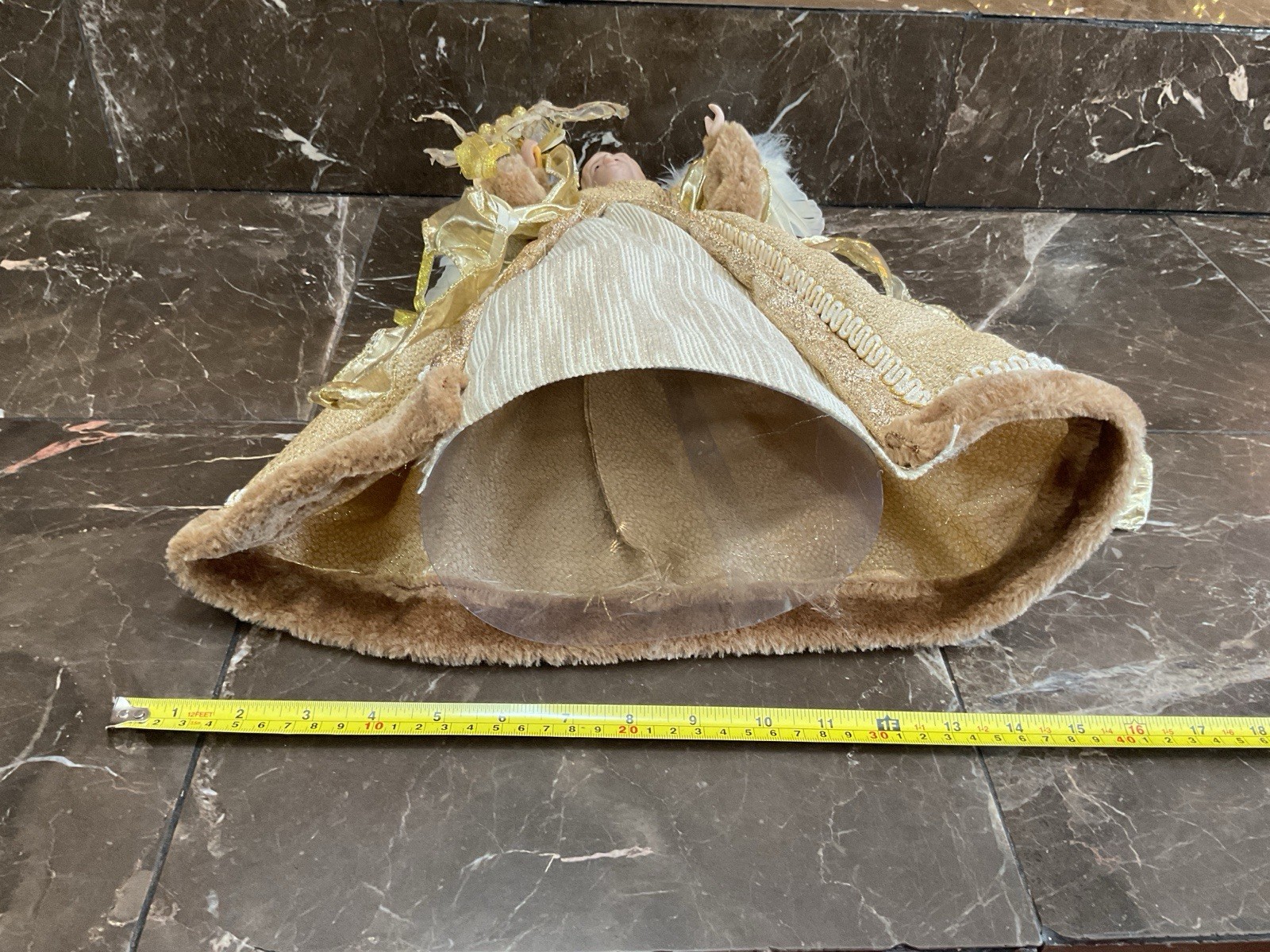 Christmas Angel Tree Topper Ivory Gold And Brown Elegant Gown 17” Stunning