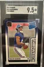 Panini Donruss 2024 Malik Nabers #48 Rated Rookie Throwback SGC 9.5 Giants