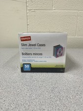 Staples Slim Jewel Cases 50 Total 40 clear 10 assorted Colors New