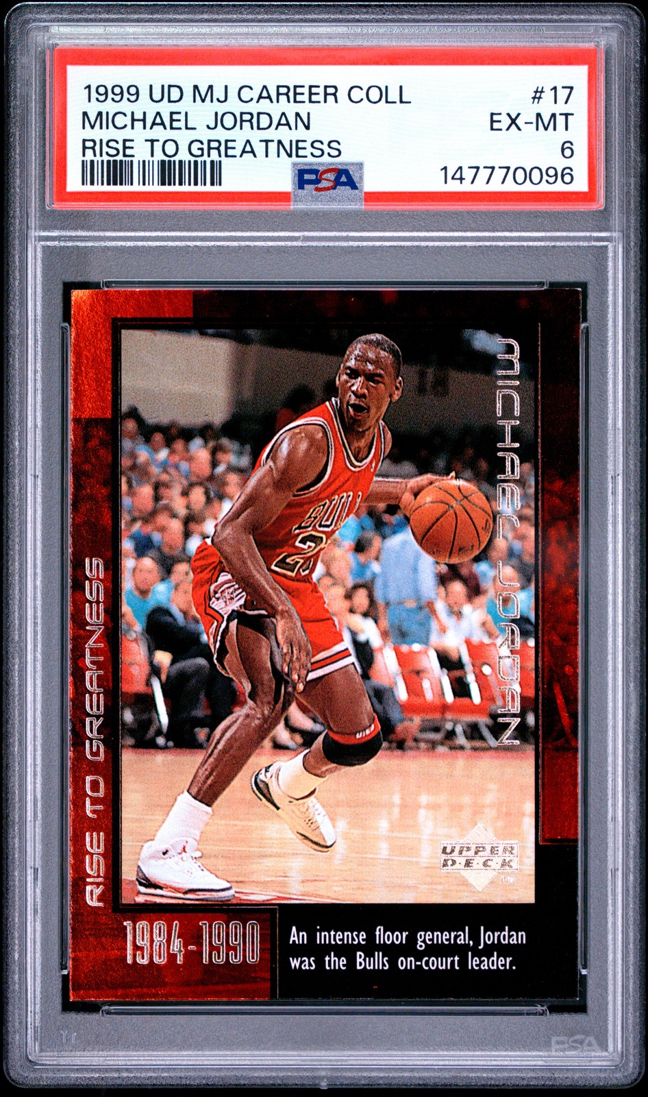 1999 UD MJ CAREER COLLECTION RISE TO GREATNESS #17 MICHAEL JORDAN PSA 6